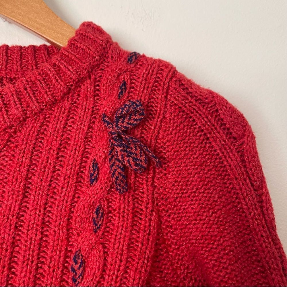 Anthropologie The Reeds Red cable knit sweater XS preowned - Picture 3 of 5